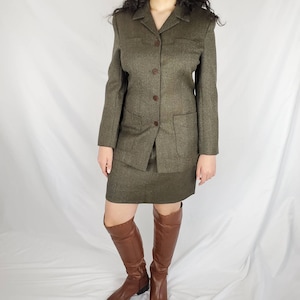 Vintage two piece Womens Suit Skirt Jacket Long Jacket Skirt Barry Bricken Sport Suit Women&#39;s size 8