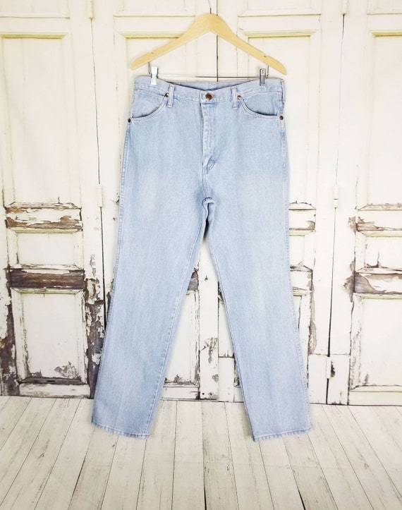 Wrangler Jeans Light Wash Blue Slim Straight Leg … - image 8