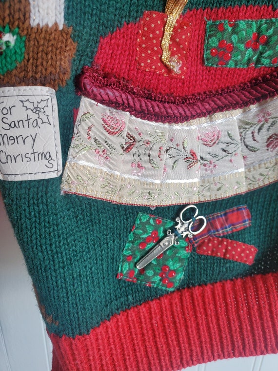 Susan Bristol 90s ugly Christmas Sweater Red Tack… - image 10
