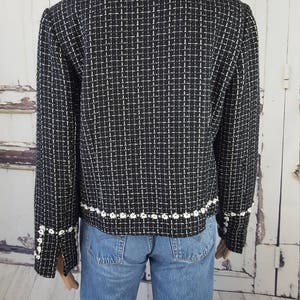 Vintage Christopher & Banks Tweed Black and White Cropped Jacket Blazer Women's size Medium M image 2