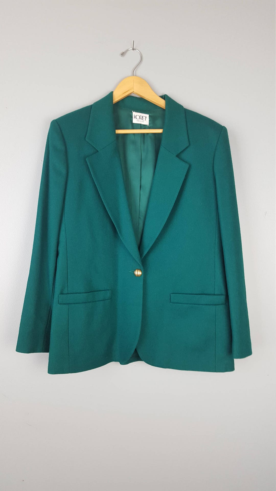 Vintage Jacket Green Wool Blazer Size Large - Etsy
