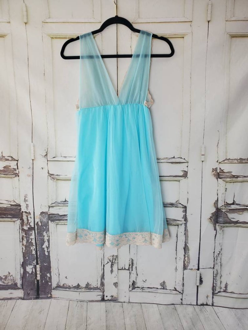 Pastel Lingerie Baby Blue Baby Doll Nightgown Sheer Mini Dress - Etsy
