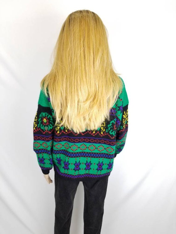 VINTAGE 80s Sweater Crewneck Acrylic Sweater Size… - image 4