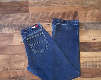 Jeans Hilfiger de cintura alta de los años 90 Mom jeans Pierna recta//Cintura de mujer 28 29