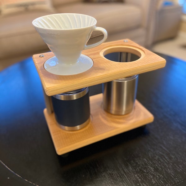 Dual Coffee Pour Over Station - Reclaimed Barnwood