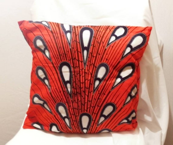 African printankarawax print cushion off. Handmade throw pillow cover