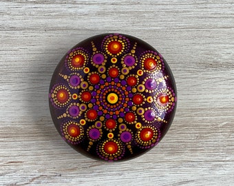 Hand painted dot mandala stone