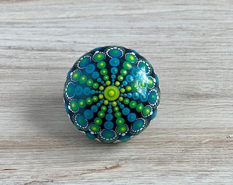 Hand painted dot mandala stone