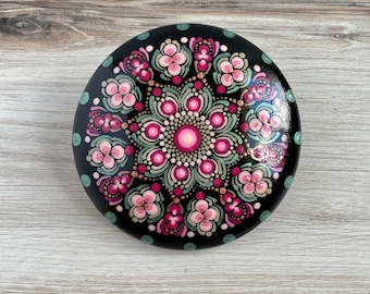 Hand painted dot mandala stone