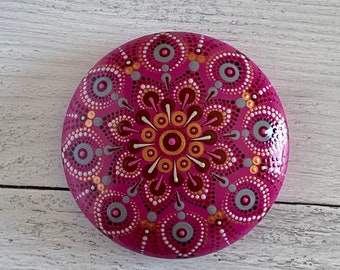 Hand painted dot mandala stone