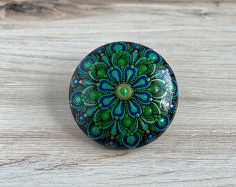 Hand painted dot mandala stone