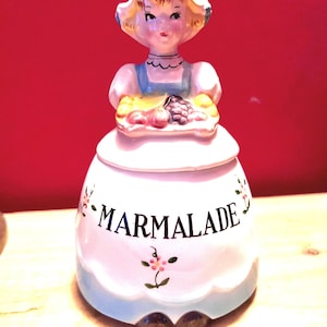 barattolo per marmellata in stile retrò di metà secolo con coperchio.