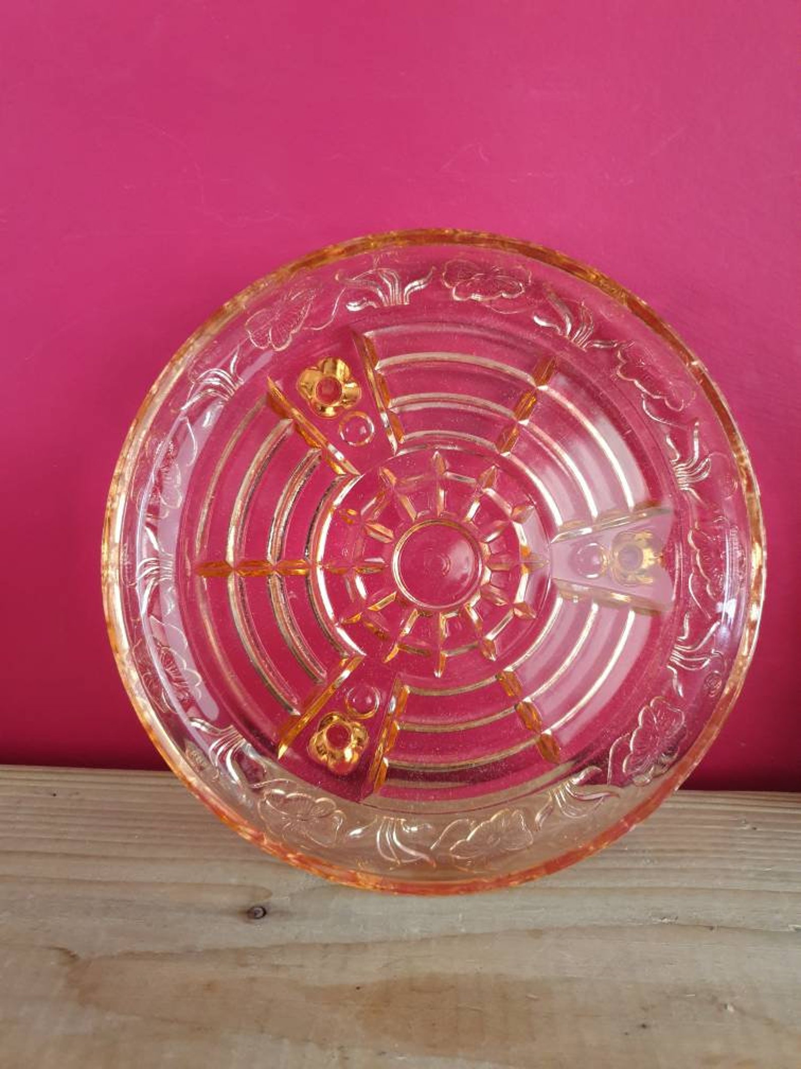 Pale Orange Vintage Glass Plate. Etsy UK