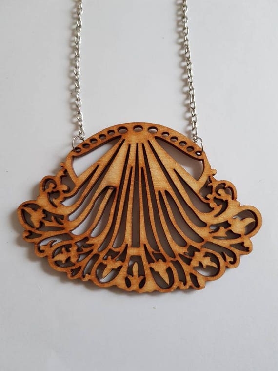 laser cut by Devon artist and designer Sally.Moore. Stunning art nouveau style necklace