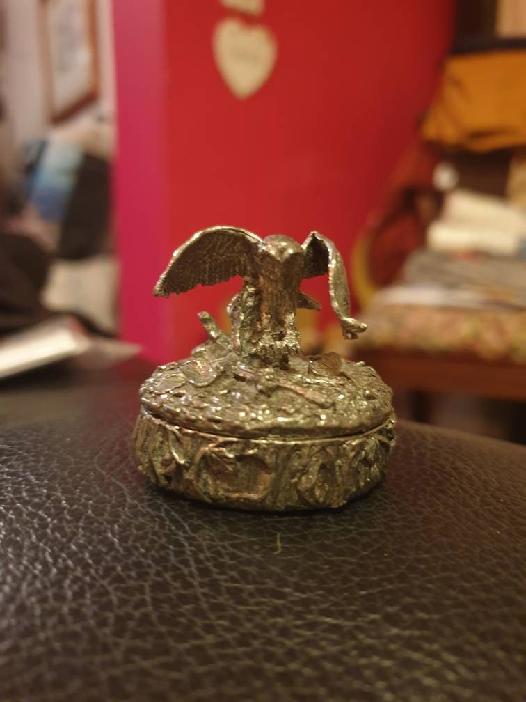 Woodsetton Pewter owl lidded pot.