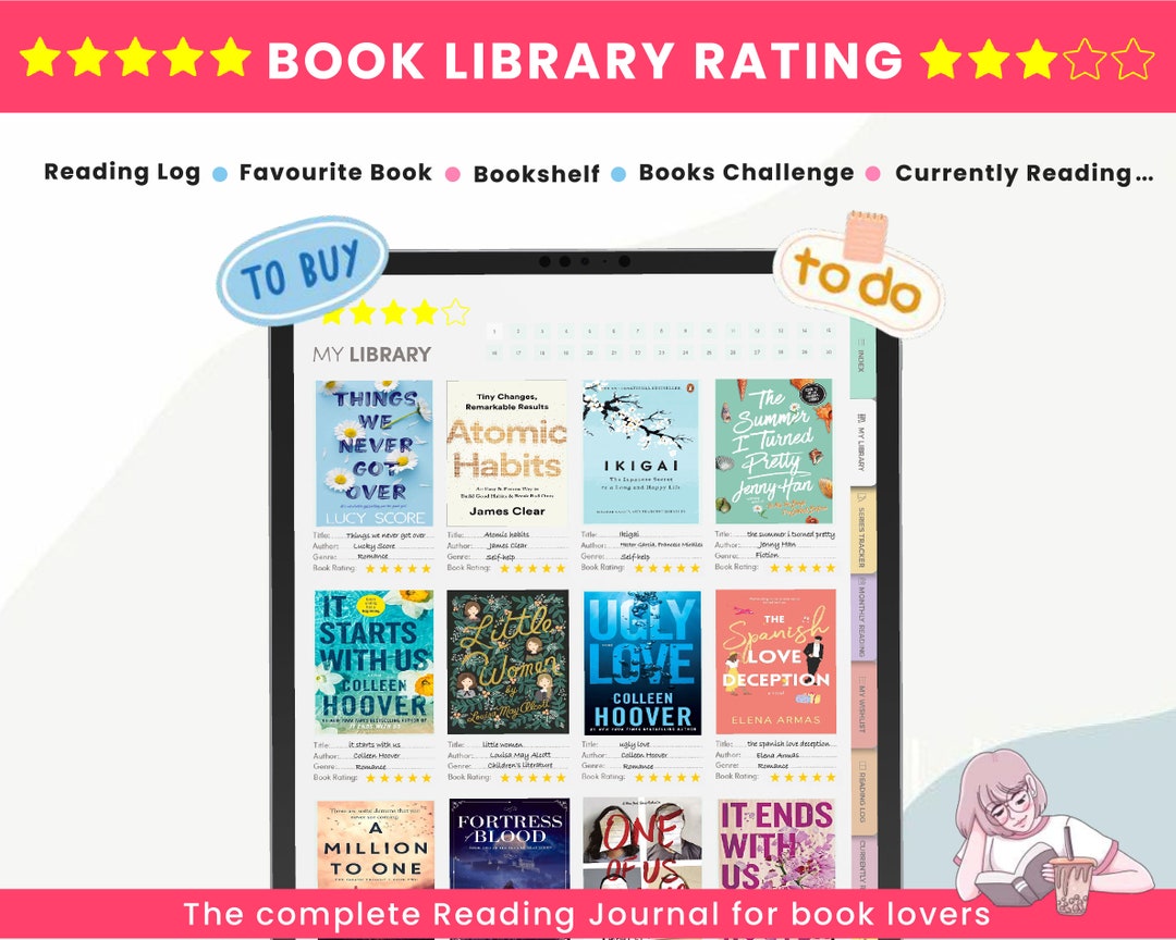 Book Library Rating Template Page, Reading Journal, Book Review, Book ...