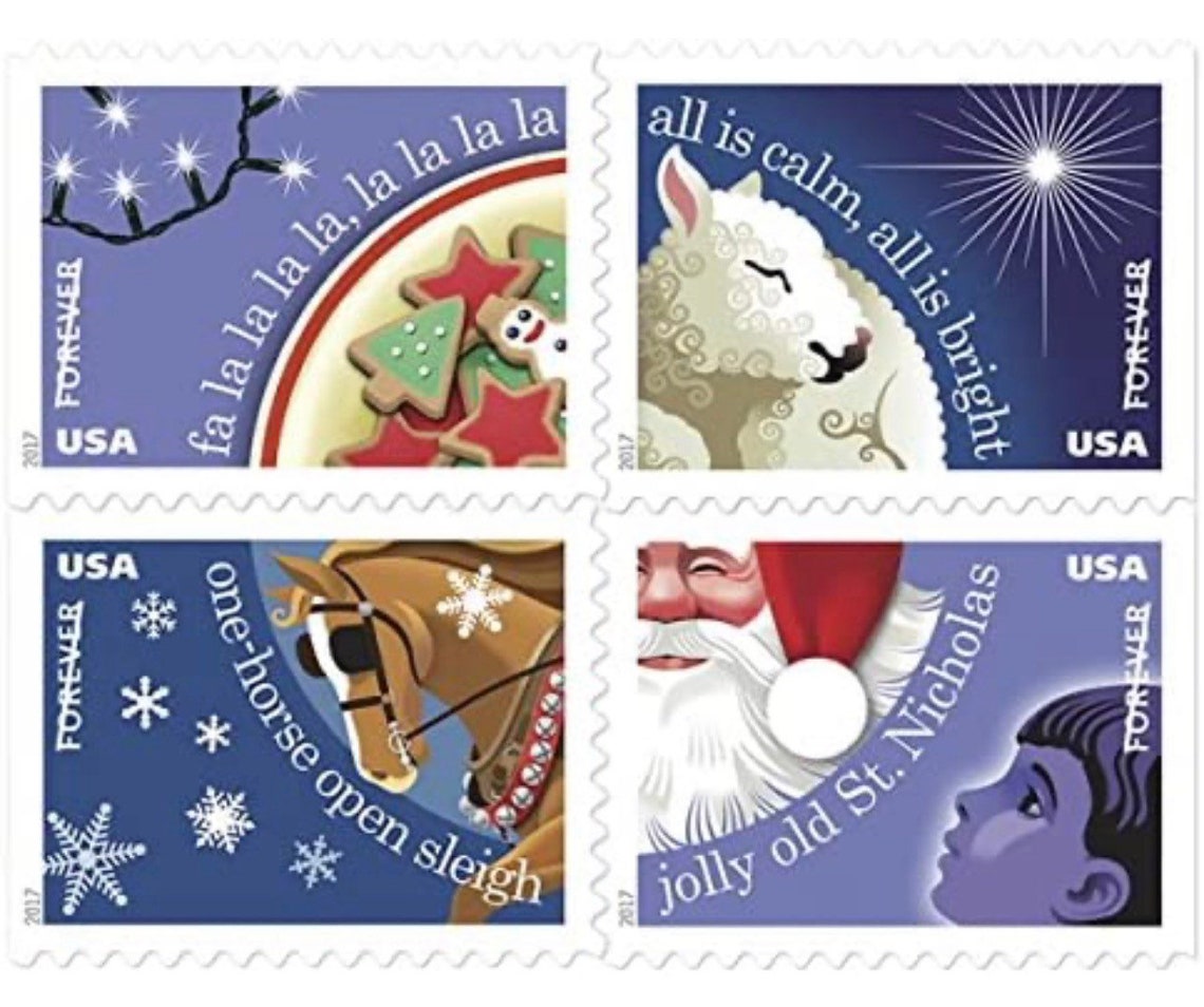 USPS Forever Stamps Christmas Carols Book of 20 Postage Etsy