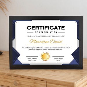 Green Gold Elegant Certificate of Appreciation, Stylish Printable Award, Customizable Recognition for Employee or Teacher