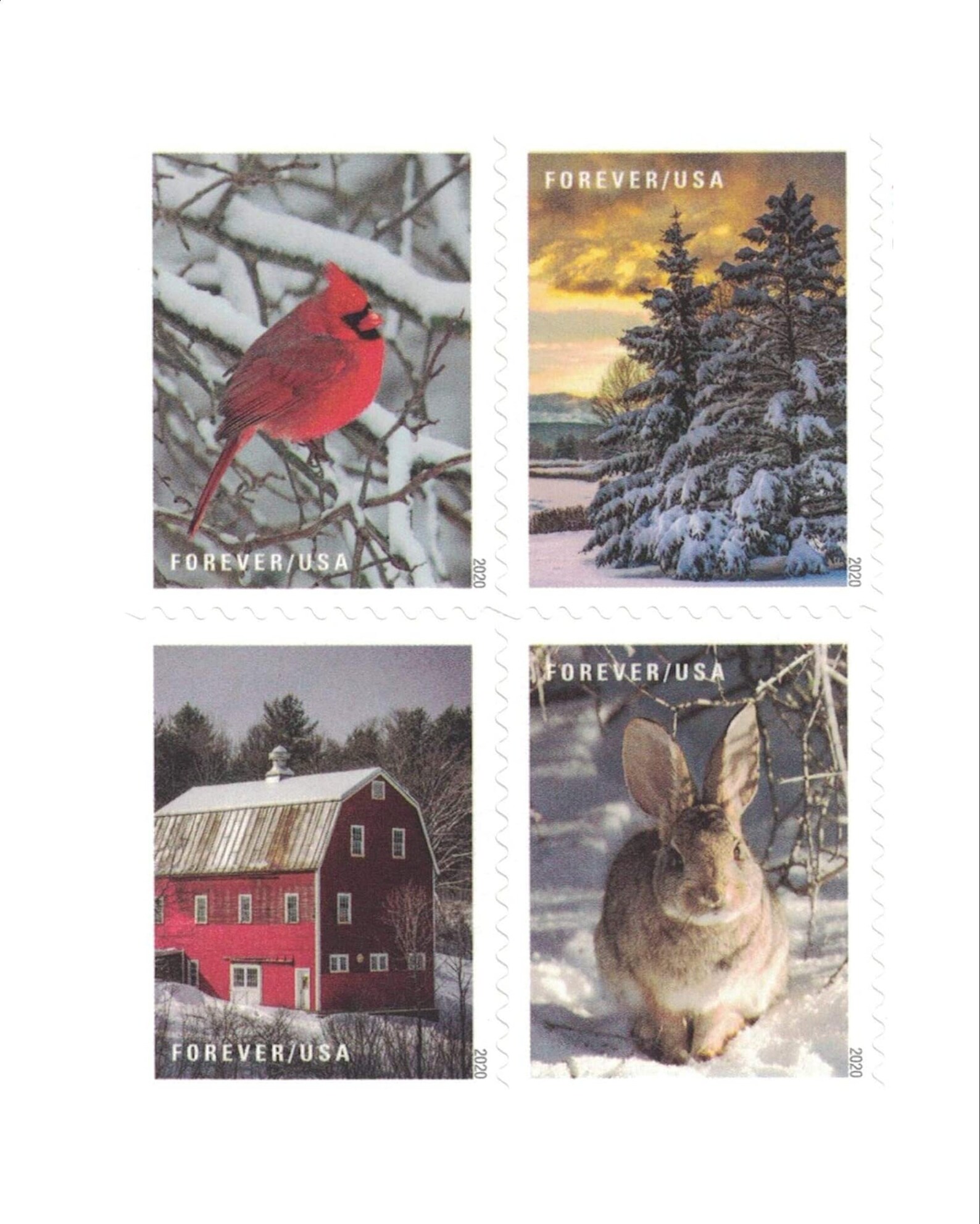 USPS Forever Stamps Winter Scenes Book of 20 Postage Stamps Etsy