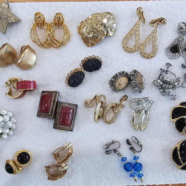 Lot of Vintage Clip On Earrings Multiple Styles