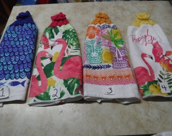 Double and Thick kitchen towels with knitted tops - Summer, sand, sea and tropical themes