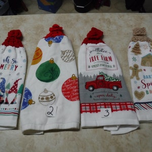 Double and thick Christmas kitchen towels with knitted tops image 1