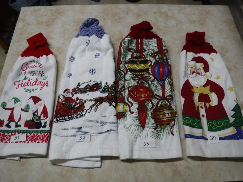 Double and thick Christmas kitchen towels with knitted tops image 8