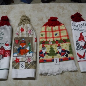 Double and thick Christmas kitchen towels with knitted tops image 2