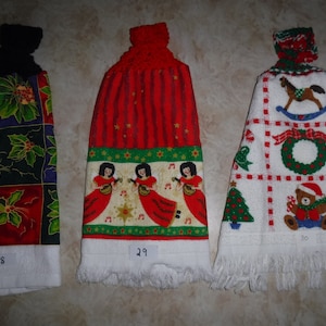 Double and thick Christmas kitchen towels with knitted tops image 7