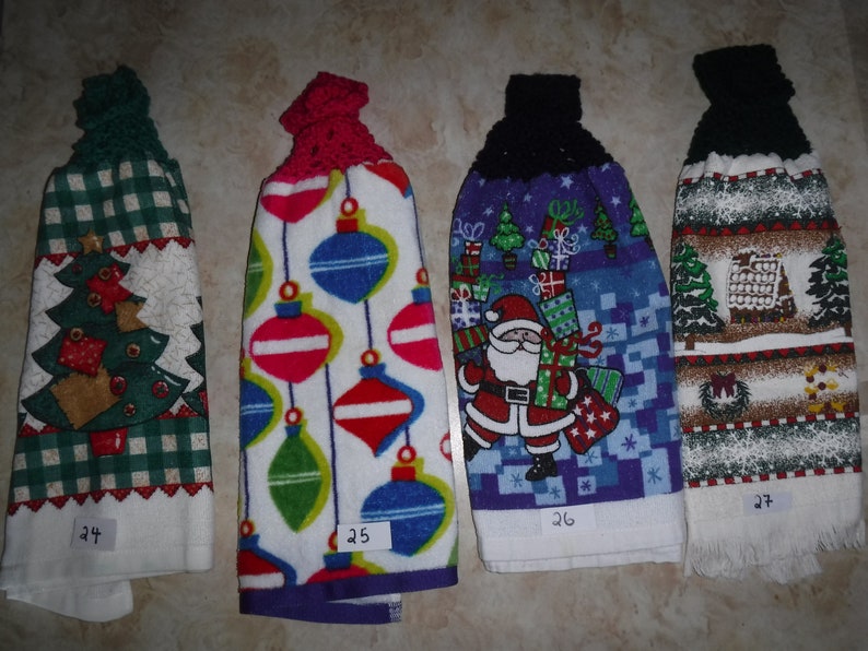 Double and thick Christmas kitchen towels with knitted tops image 6