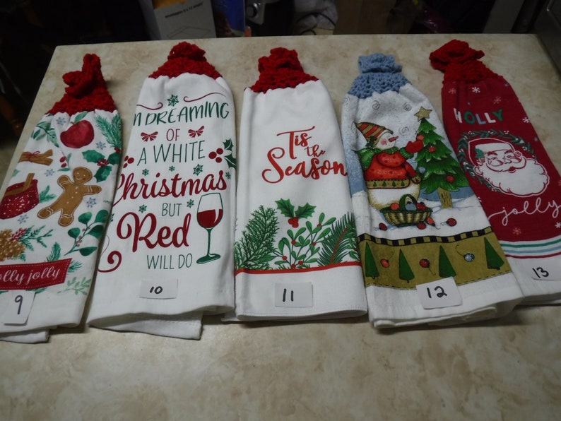 Double and thick Christmas kitchen towels with knitted tops image 3