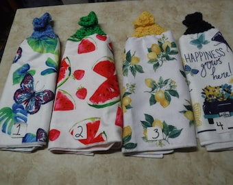 Double-layer and thicker kitchen towels with knitted tops - Fruits, Vegetables, Butterflies, Bees and Garden Themes