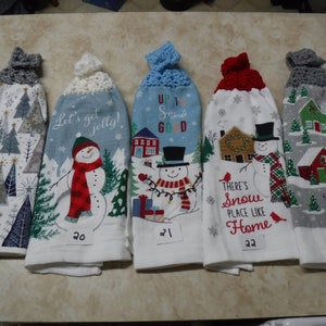 Double and thick Christmas kitchen towels with knitted tops image 5