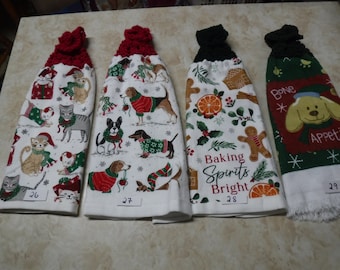 Double and thick Christmas kitchen towels with knitted tops, More choices