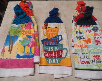 Kitchen towels with knitted tops - Summer fun collection