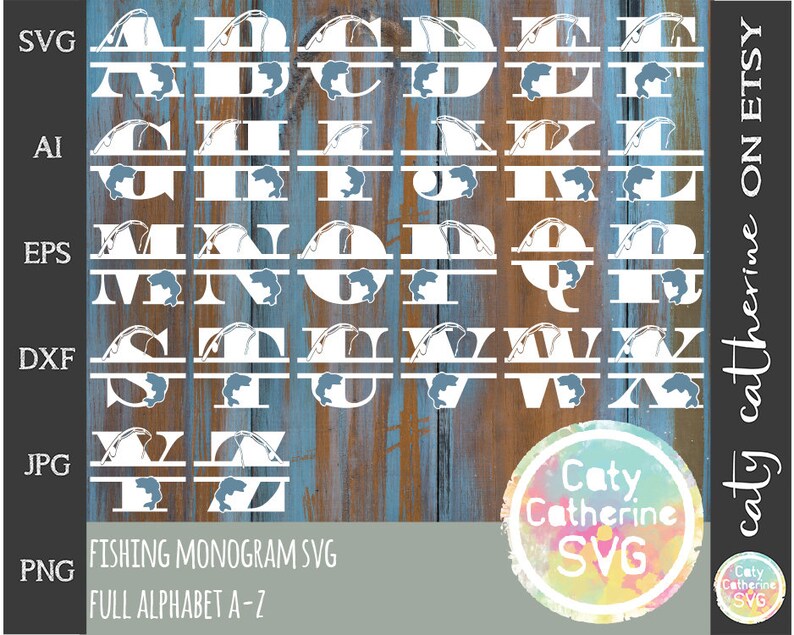 Download Full Alphabet A Z Fishing Monogram Svg Cut File Fishing Rod Fish File For Cricut Commercial Use Caty Catherine Clip Art Art Collectibles Shantived Com