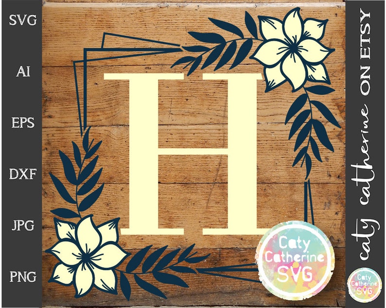 Download Letter H Floral Monogram Frame Svg Cut File File For Cricut Commercial Use Caty Catherine Clip Art Art Collectibles Kromasol Com