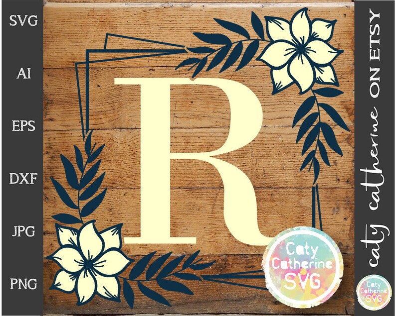 Download Clip Art Letter R Floral Monogram Frame Svg Cut File File For Cricut Commercial Use Caty Catherine Art Collectibles