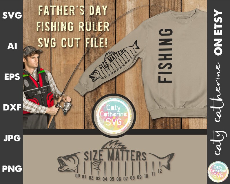 Download Father's Day Fishing Ruler 12 Inch Fish Size Matters SVG | Etsy