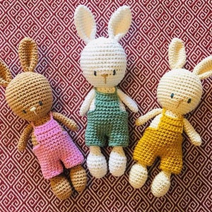 crocheted bunny made of 100% cotton in your desired colors