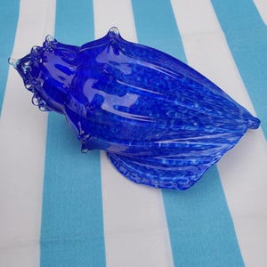Blue Sea Shell Handblown Glass Sculpture