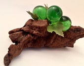MCM Lucite Green Grape Balls on Branch Mid Century Modern Decor Retro Dining Centerpiece Burlwood MCM Balls on Wood Table Decor