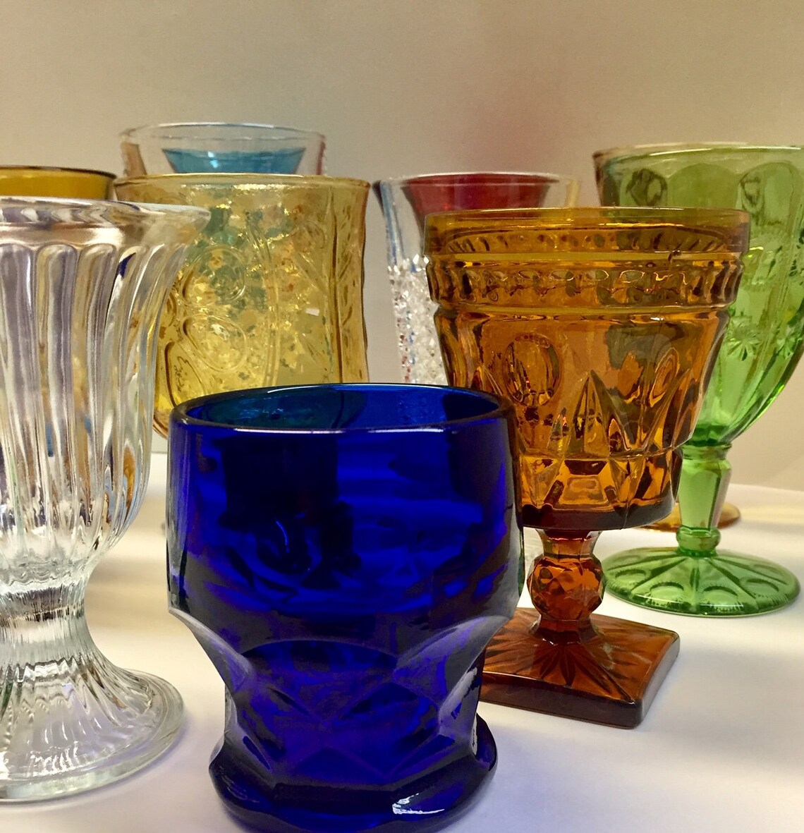 Vintage Set of 6 Colorful Bar Glasses Goblets Mixed Sets Etsy