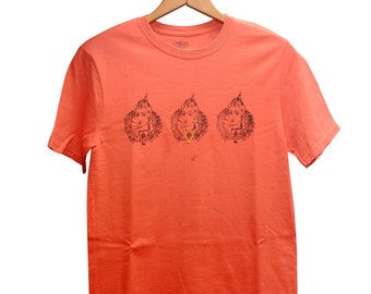 T-shirt w/Custom Screenprint & Hand Embroidered Design [queen orange]