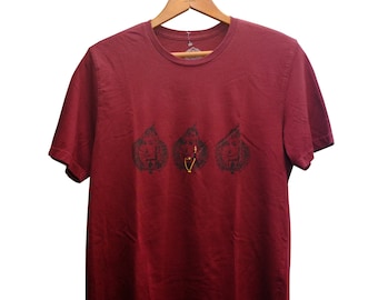 Maroon Queen Short Sleeve T-shirt [Custom Screenprint & Hand Embroidered Design]