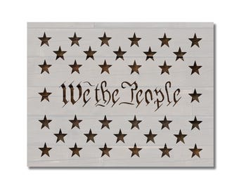 We the People American Flag Star Union Stencil Template Reusable Multiple Sizes for Painting on Walls, Wood, Arts and Crafts (848)