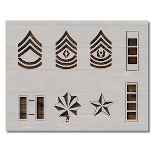 Various US Army Ranks Stencil Template Reusable Multiple Sizes for Painting on Walls, Wood, Arts and Crafts (904)