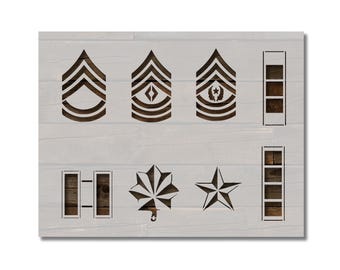 Various US Army Ranks Stencil Template Reusable Multiple Sizes for Painting on Walls, Wood, Arts and Crafts (904)