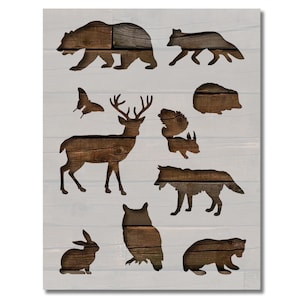 Wild Animals Bear Owl Fox Stencil Multiple Sizes FAST FREE SHIPPING (609)