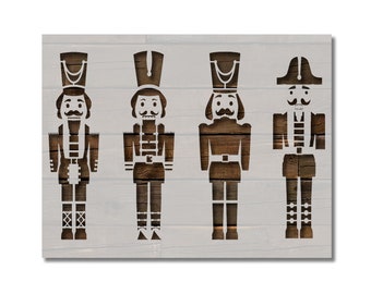Christmas Nut Crackers Stencil Template Reusable Multiple Sizes for Painting on Walls, Wood, Arts and Crafts (995)